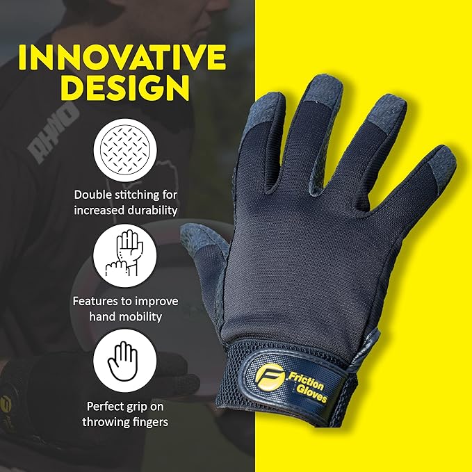 Ultimate Frisbee Gloves - Rubberized Palm & Fingers for Amazing Grip in All Conditions - Play Your Best in Any Weather