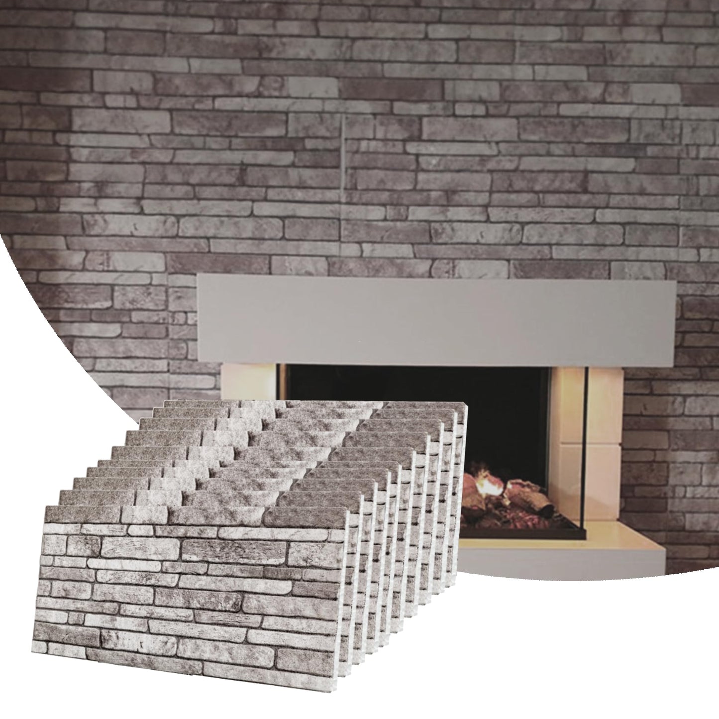 Dundee Deco 3D Wall Panels Faux Brick - Cladding, Light Brown Grey Stone Look Wall Paneling, Styrofoam Facing for Living Room, Kitchen, Bathroom, Balcony, Bedroom, Set of 10, Covers 53 sq ft