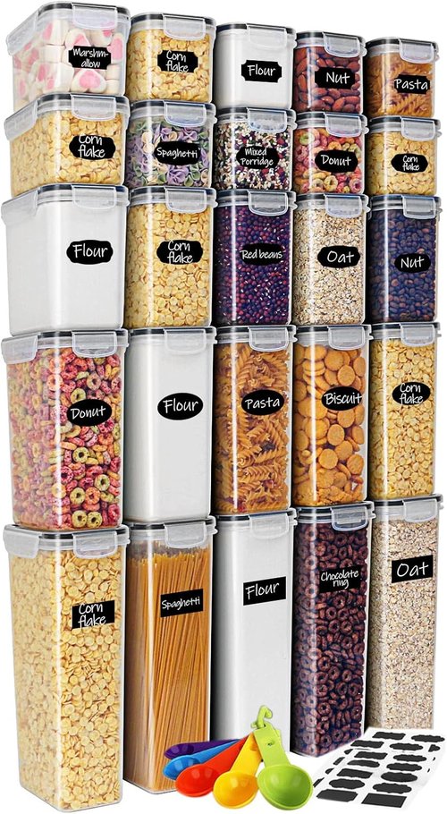 MCIRCO Airtight Food Storage Containers - 25-Piece Set for Kitchen Organization | Includes Lids, Labels & Measuring Cups