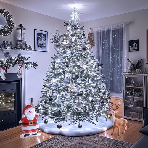 JMEXSUSS 200 LED White Christmas Lights - 66ft Waterproof Twinkle String Lights for Indoor/Outdoor Use | 8 Modes, Green Wire