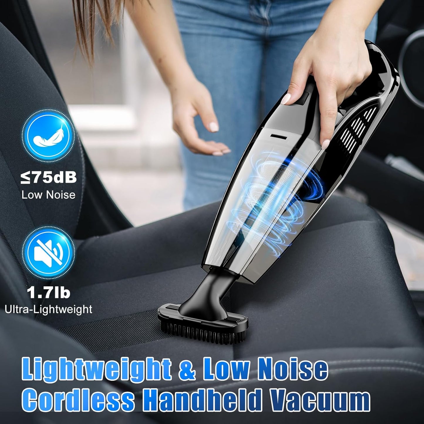 Upbooz Handheld Vacuum - Cordless Portable Mini Vacuum with 7500Pa Suction | 670ML Capacity for Car, Office, Home & Pet Hair