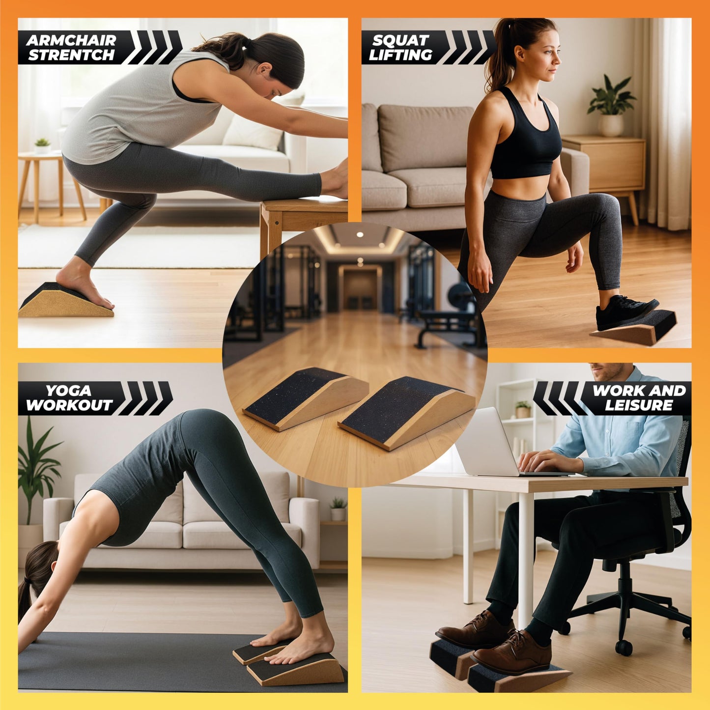 Slant Board for Calf Stretching & Squat Wedge + Ankle Resistance Bands – Glute & Leg Workout Equipment for Women – Booty Trainer Kit with Blocks, Bands & Towels – At Home Gym Set