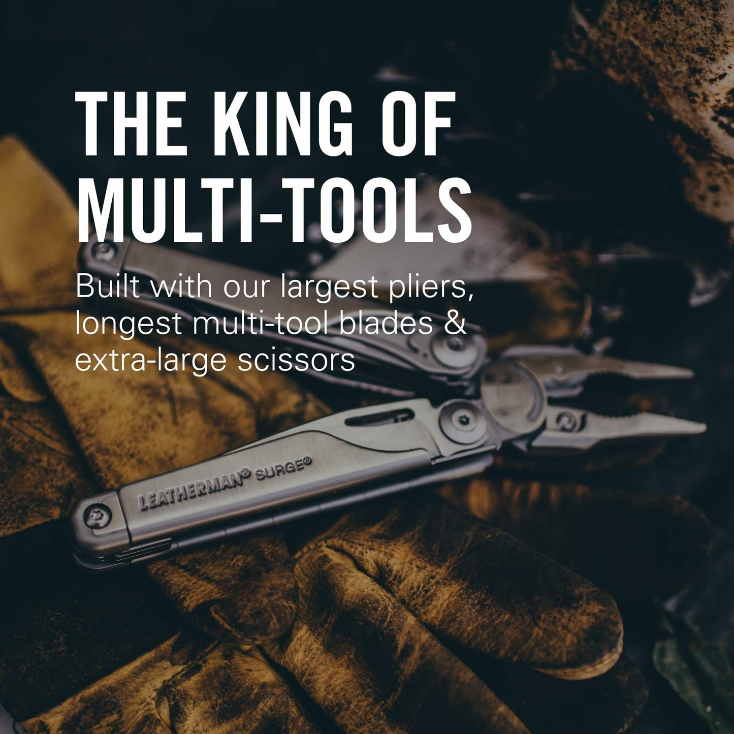 LEATHERMAN Surge - Heavy-duty multipurpose multi-tool with 21 tools including full-size lockable blades, regular and needlenose pliers and wire cutters, DIY tool made in the USA, in stainless steel