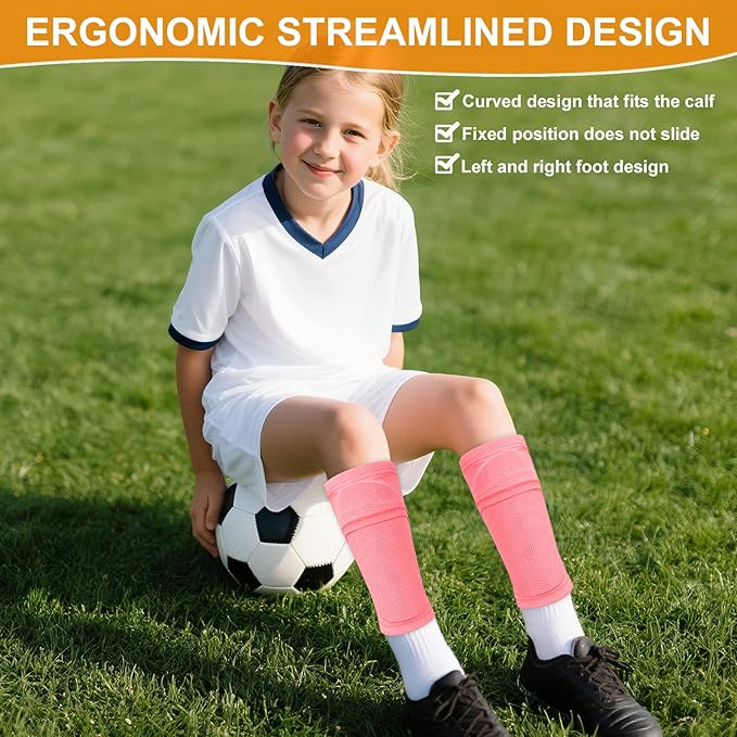 Shin Guards Soccer Kids 2025 Version High-Density Foam Soccer Shin Guard with Sleeves Shin Protective Pads for Kids Daily Practice School Competitions Outdoor Play