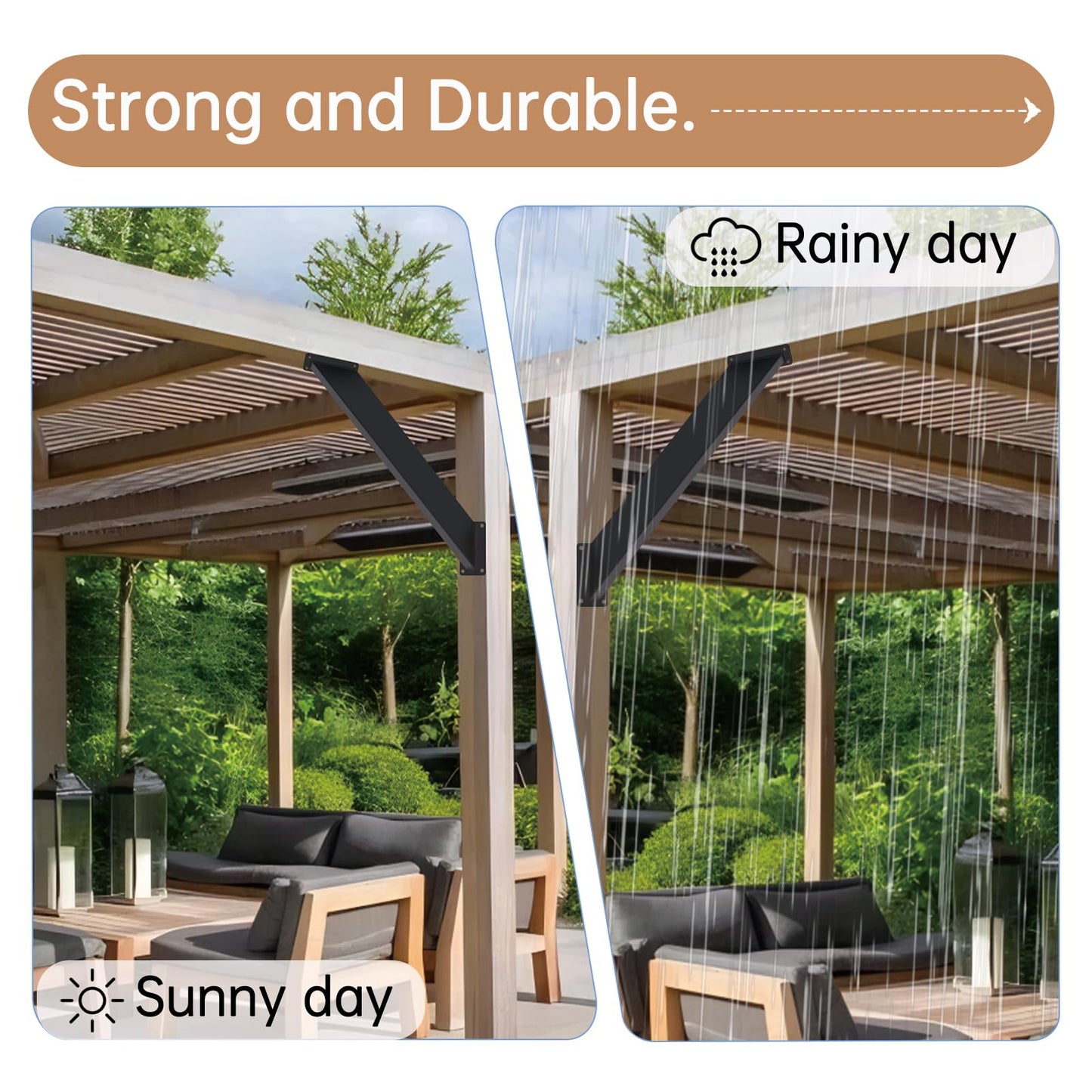 12 Pcs 45 Degree Angle Support Bracket, Pergola Kit Heavy Duty Connectors for 4 "x 4" (Actual: 3.15''x3.15'') , for Wooden Structures Such as gazebos, Tree Houses, Cabins, and Patio Kits.