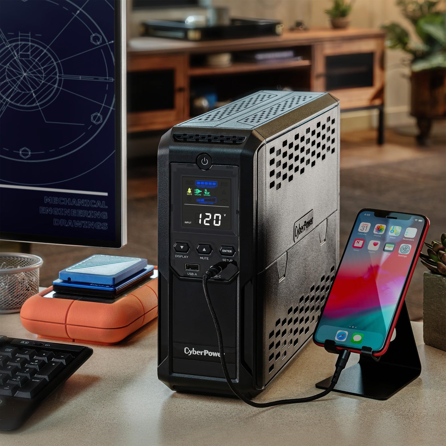 CyberPower BRG1500AVRLCD2 Intelligent LCD UPS Battery Backup and Surge Protector, 1500VA/900W, 12 Outlets 2 USB Ports, AVR, Mini-Tower, UL Certified, 5-Year Warranty