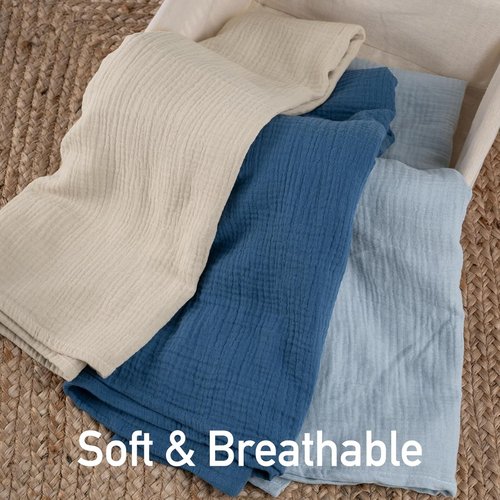 Graceful Colors Muslin Swaddle Blankets - 3 Pack Soft & Breathable Receiving Blankets, 38 x 40 Inches