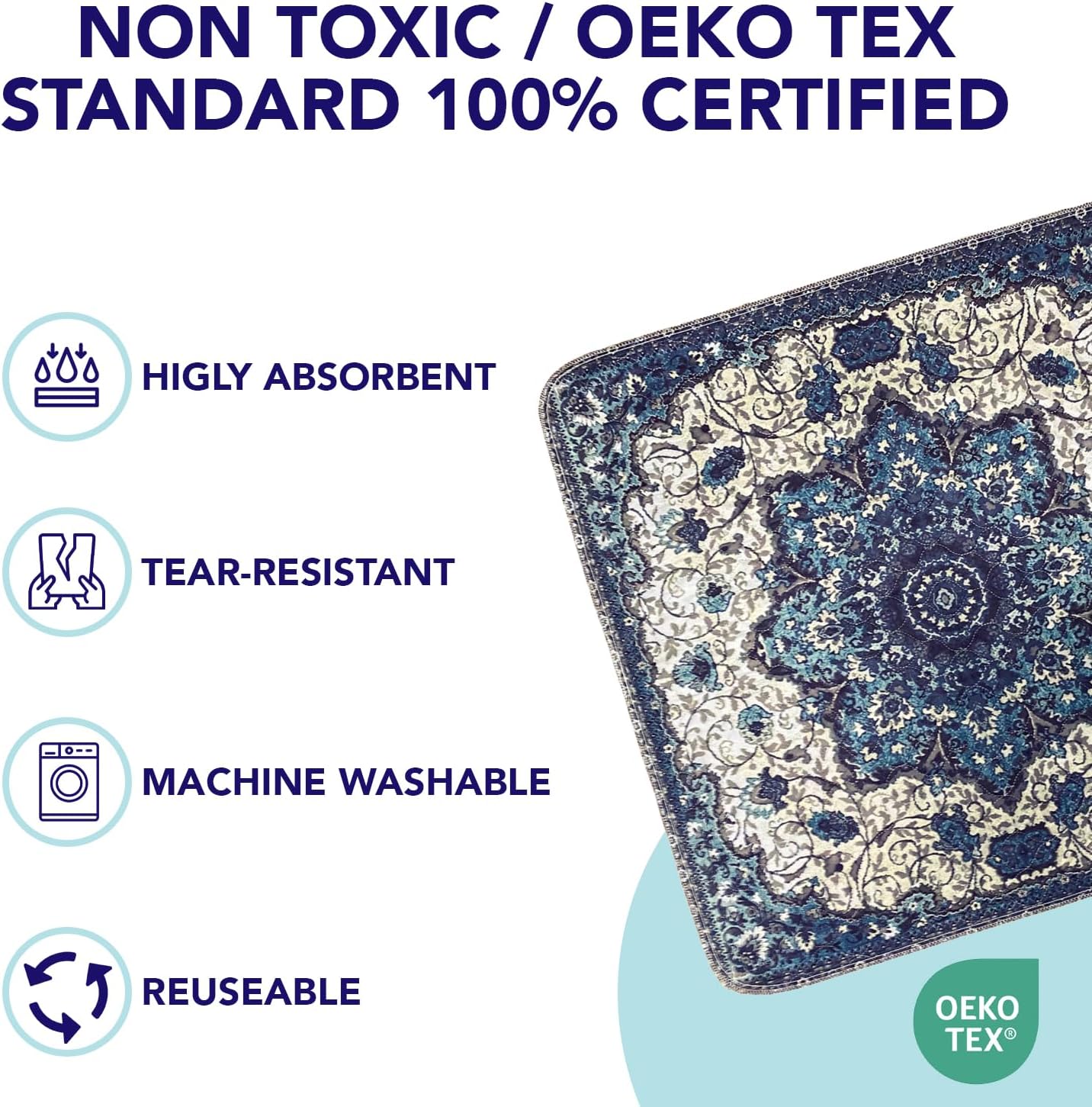 PUPIBOO Washable Pee Pads for Dogs & Cats - Super Absorbent, 100% Waterproof & Non-Slip Training Pads