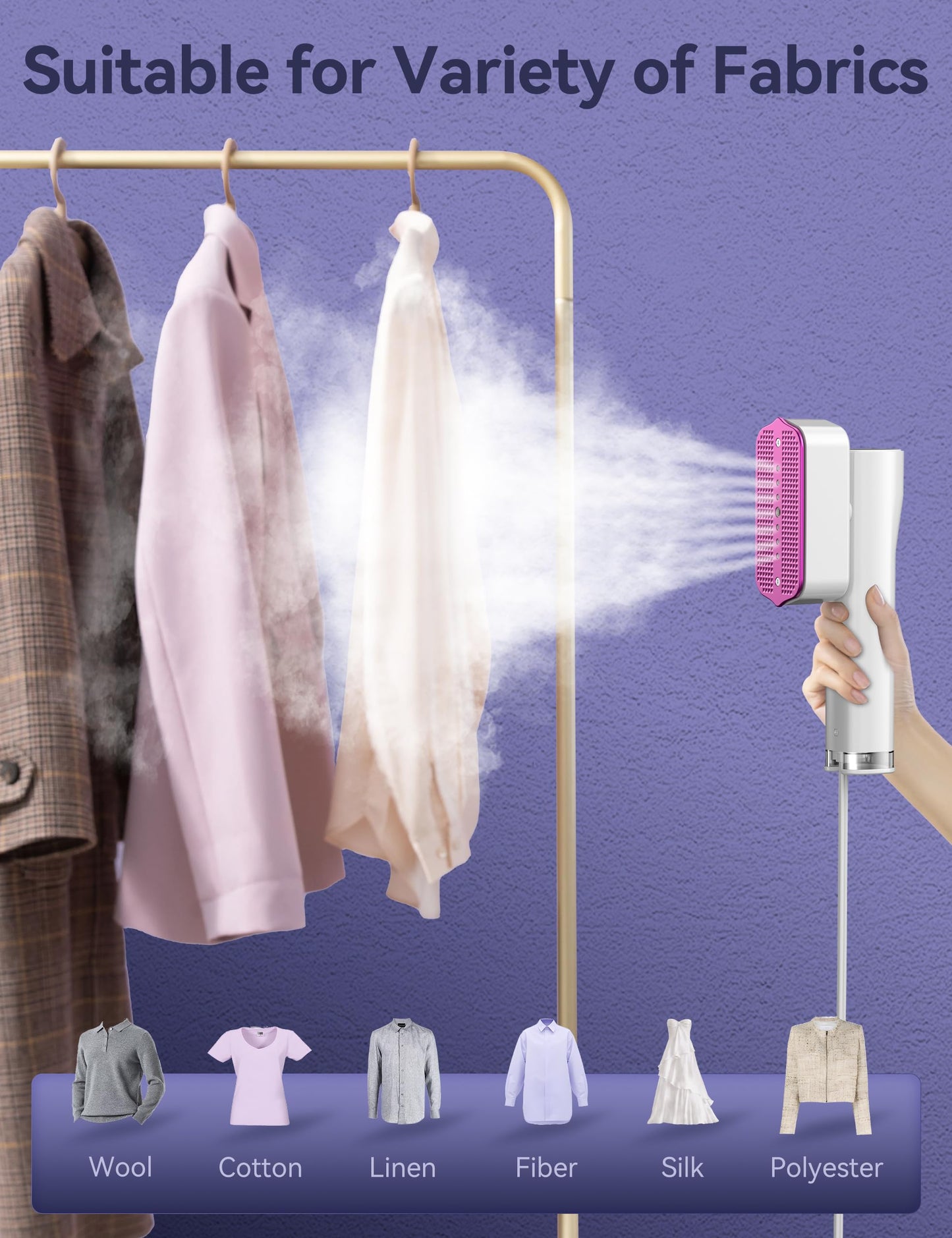 Steamer for Clothes,Sundu Portable 2-in-1 Steamer & Iron,15s Heat-up,100ml Tank,Ironing Gloves,20 Min Steam,Wrinkle Remover,Garment Steamer for Travel & Home(Charm White)
