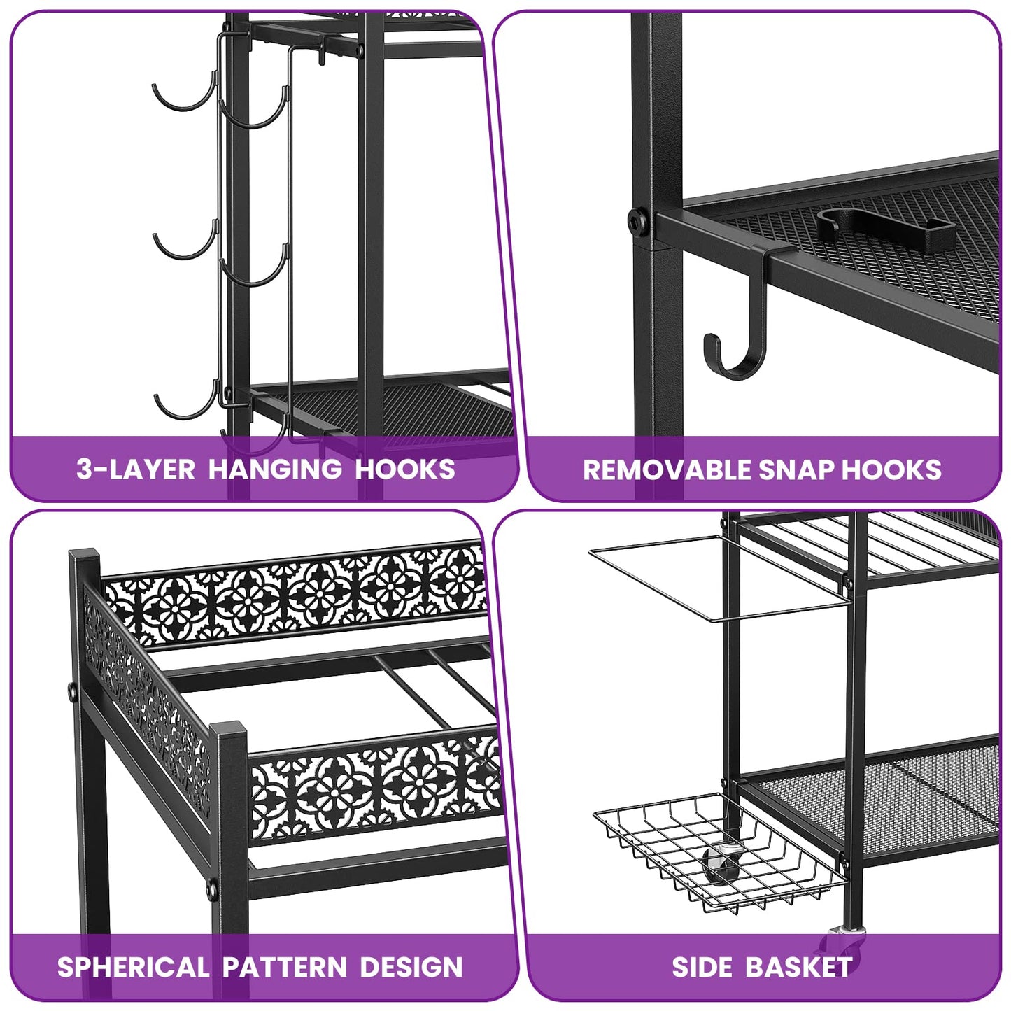 VOPEAK Yoga Mat Storage Rack, Home Gym Storage Rack Yoga Mat Holder, Workout Storage for Yoga Mat, Foam Roller, Gym Organizer Gym Equipment Storage for Home Exercise and Fitness Gear (Metal)