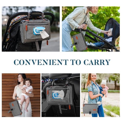 EXLIFBAG Portable Changing Pad - Waterproof Travel Diaper Mat with Shoulder Strap for Newborns