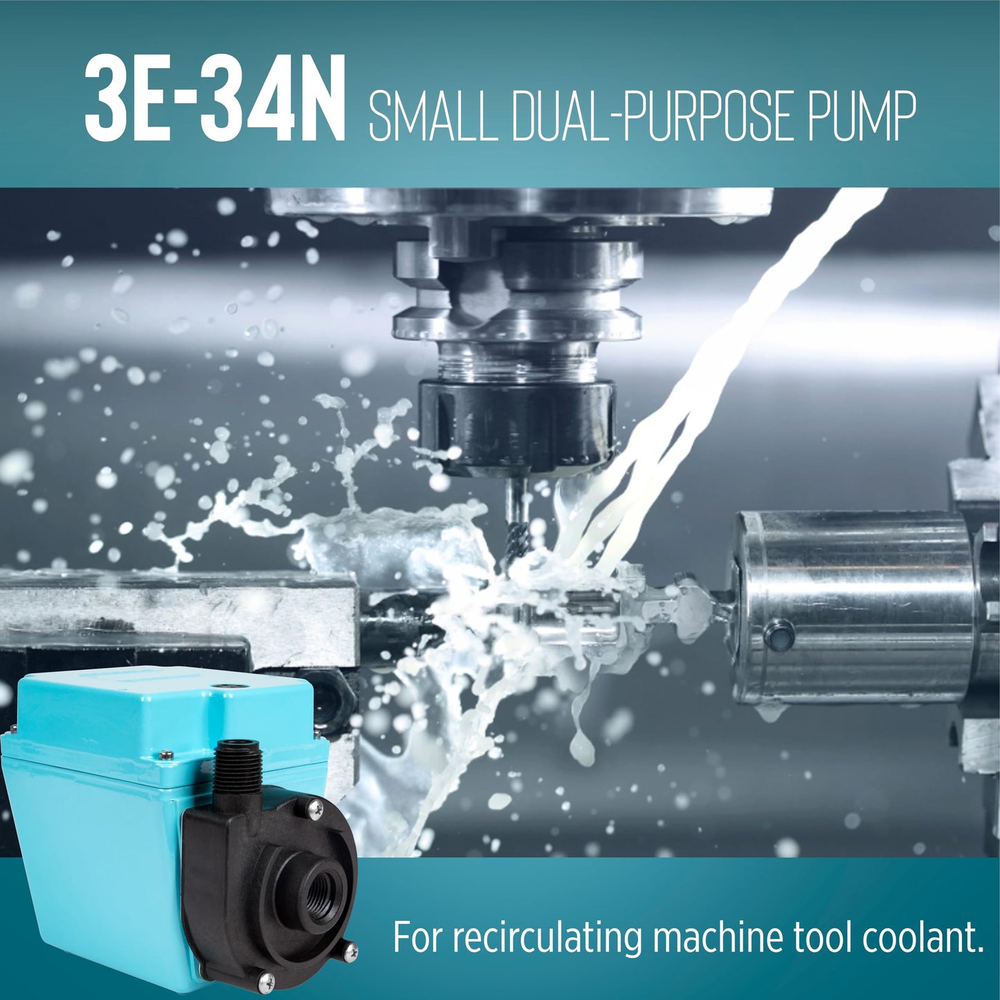 Little Giant 3E-34N 115-Volt, 1/15 HP, 670 GPH Dual Purpose In-Line or Small Submersible, Oil-Filled Pump, 10-Ft. Cord, Blue, 503603