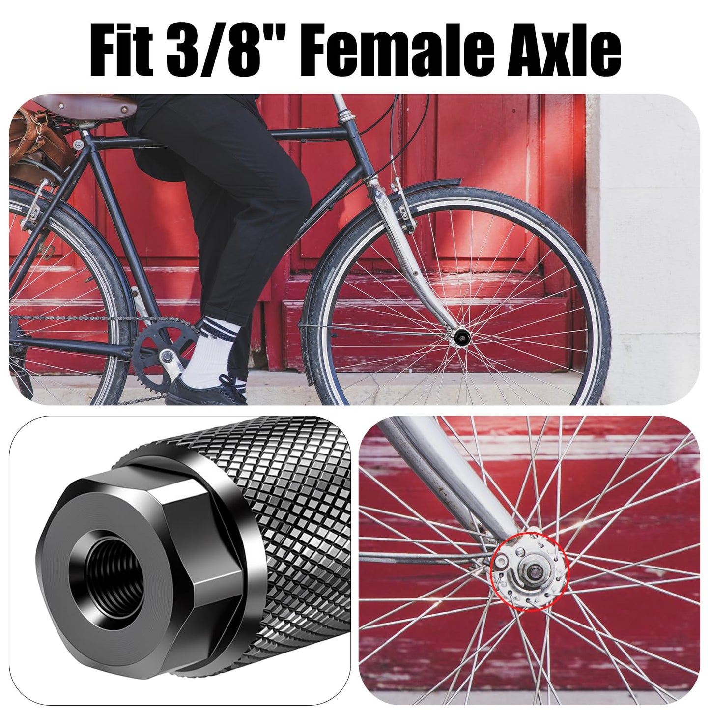 Chsoejuf 2PCS Bike Pegs, Bike Pegs for 3/8 Inch Axles, Aluminum Alloy Anti-Skid Stunt Bicycle Peg, BMX Peg Bicycle Accessories for Mountain Bikes Cycling Rear Stunt Peg(Black)