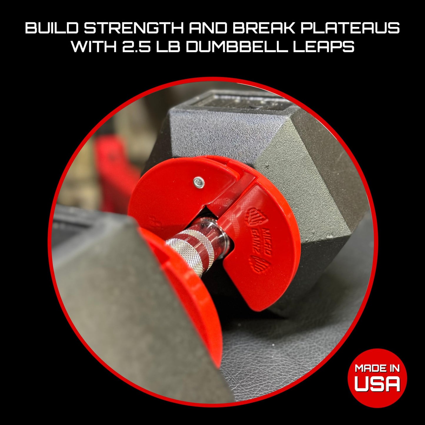 Micro Gainz Dumbbell Fractional 1.25lb Weight Plate, Ideal for Micro Loading, (Choose Color) 4 Piece Fractional Weight Plates, Designed for Dumbbell Training, Made In USA (Red)