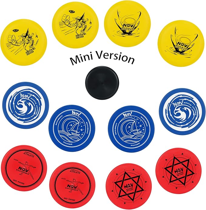 NQV Disc Golf Set with Backpack,Disc Golf Beginner Set,12 Pack Flying Discs with Putters Drivers Mid Ranges+1 Blue Disc Golf Bag Fluorescent Portable Outdoor Indoor