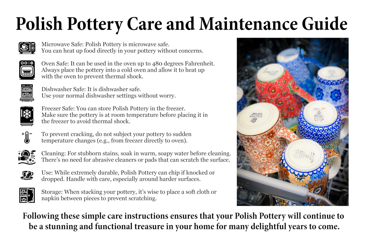 Polmedia Polish Pottery Pasta Bowl 9-inch - Peach Tudor Rose Pattern Handmade in Boleslawiec Poland by Ceramika Bona + Certificate of Authenticity