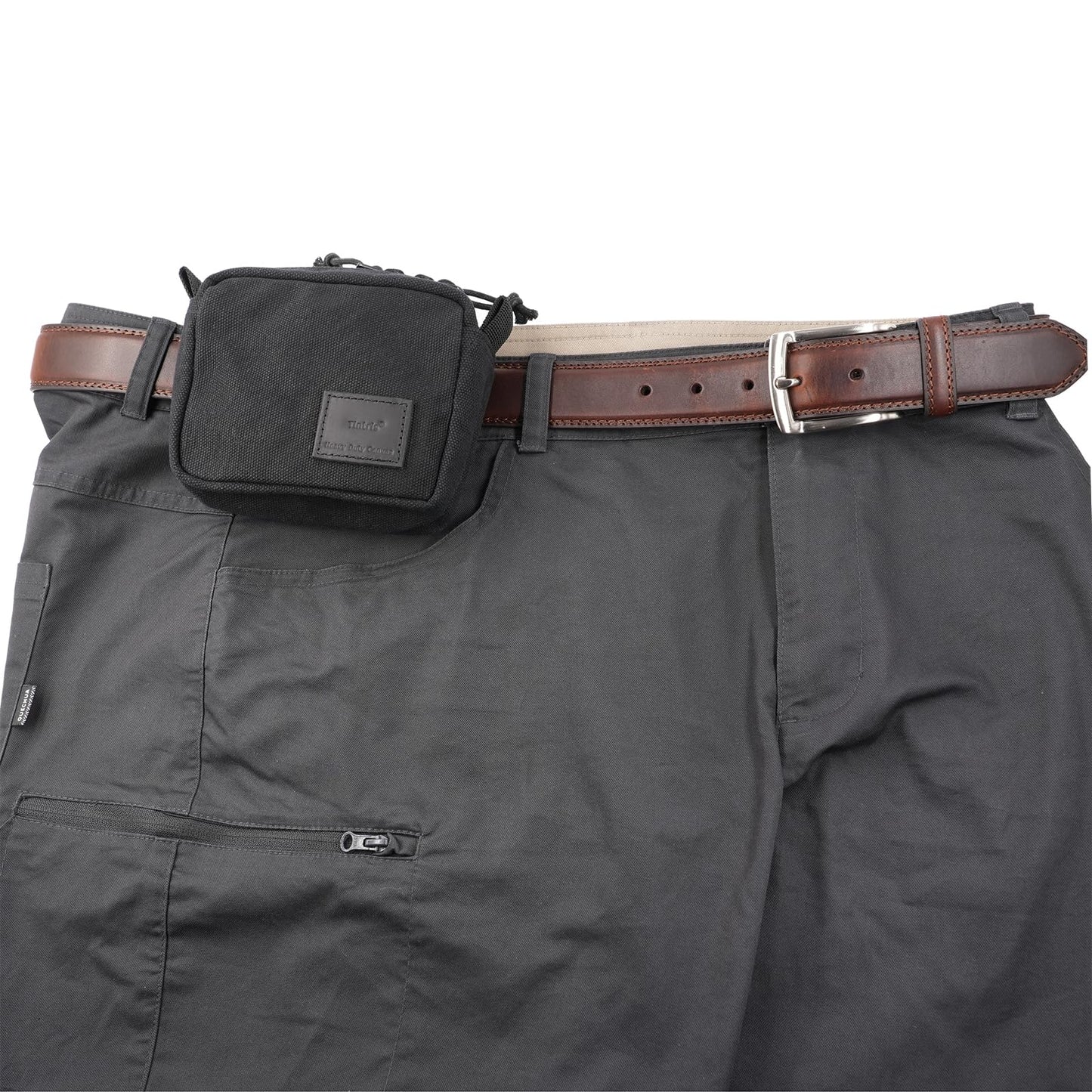 Tintris Belt Pouch for Men Women YKK Zippers, EDC Belt Pouch Bag Waist Pack for Hiking, Traveling, Outdoors, Water Resistant, Tough Waxed Canvas, Black, Size Small