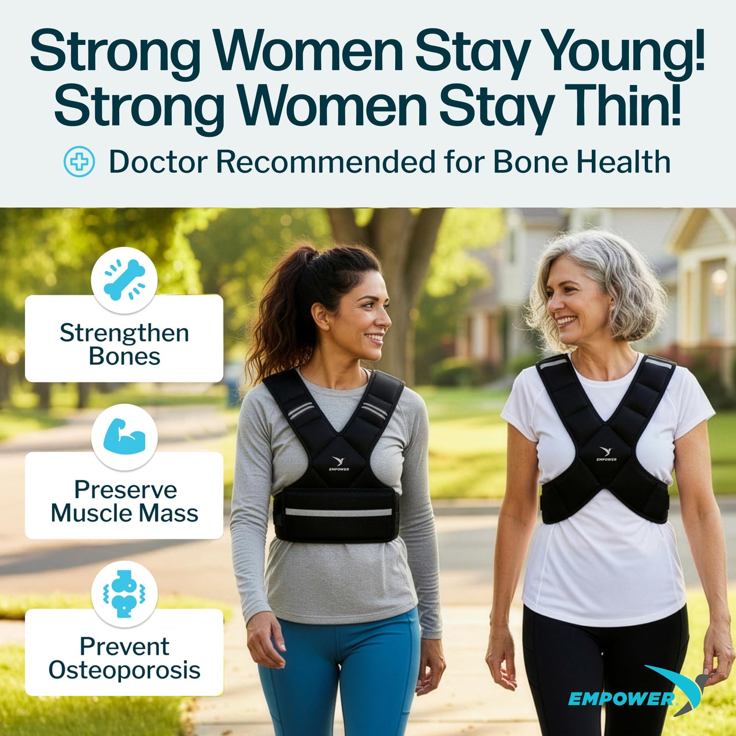 Empower Weighted Walking Vest for Women - 8lbs, Breathable Weighted Vest for Women with Reflective Strips, Home & Outdoor Training, Running Weight Loss Workout, Bone Density