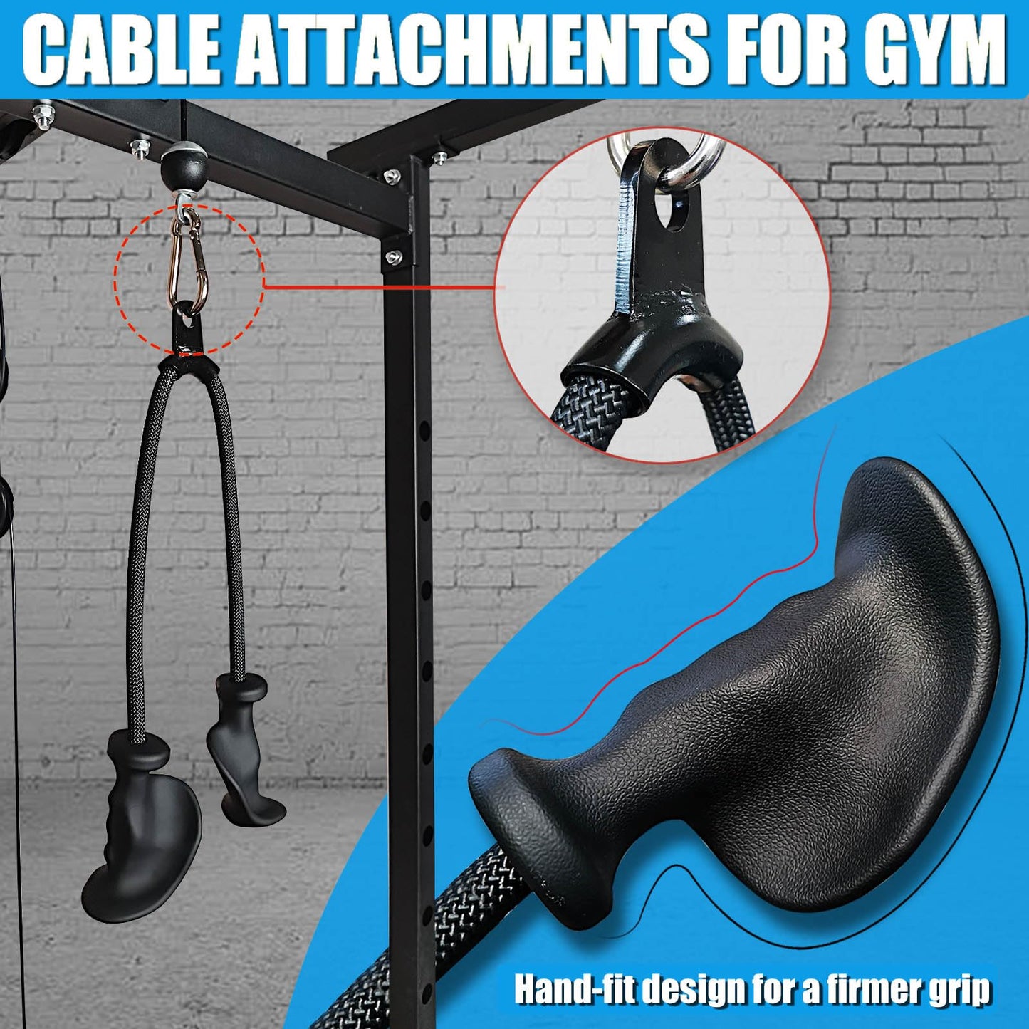 Ergonomic Tricep Rope Pull Down Attachment, Upgraded Long Triceps Rope Cable Attachments for Gym, Lat Pull Down Bar for Cable Machine, Tricep Lat Pulldown Workout Cable Attachments (HAND ROPE-03)