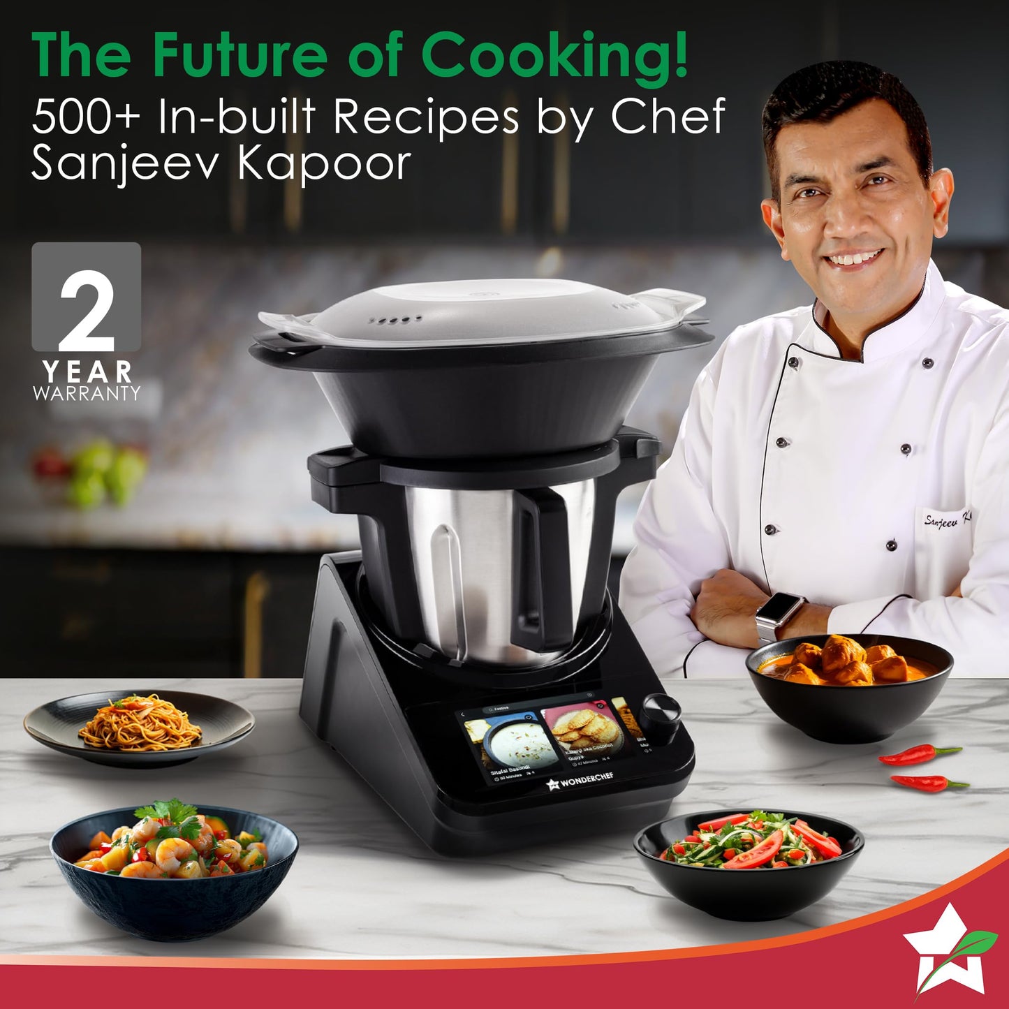 Wonderchef Chef Magic | All-in-One Kitchen Robot for Indian & International Cuisine | Automatic Chopping, Sautéing, Stirring, Kneading... | Mobile App | Recipes by Chef Sanjeev Kapoor | 2 Yr Warranty