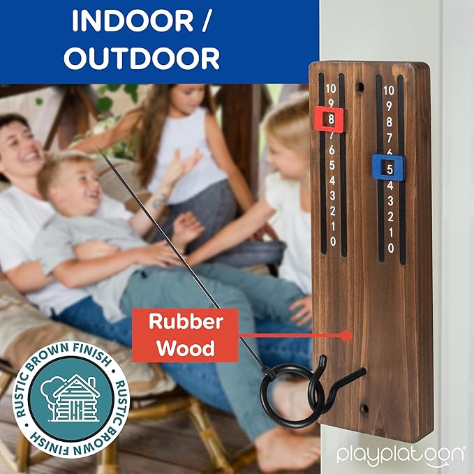 Play Platoon Hook and Ring Toss Bar Game for Adults - Wood Toss Ring Game for Adults - Perfect Home, Basements, & Bar Gifts