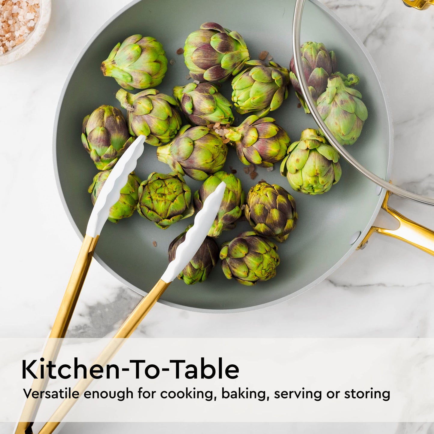 Gold Kitchen Utensils Set – 6 PC White Silicone and Gold Cooking Utensils with Spatula, Whisk, Tongs, Spoons, Cooking Tools for Nonstick Cookware – Luxury Kitchen Accessories for Home Chefs