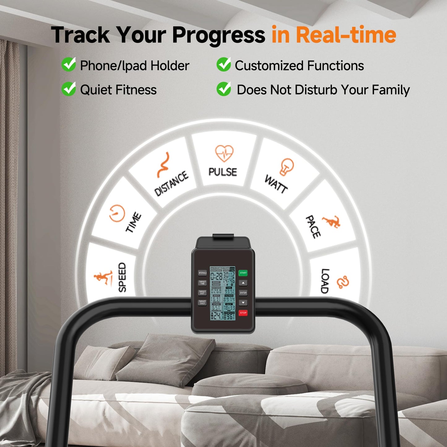 RUNOW Curved Treadmill with 4 Resistance Levels Non Motorized Manual Treadmill with LCD Display,Self Generated Air Runner for Home & Commercial Use 450LBS Capacity
