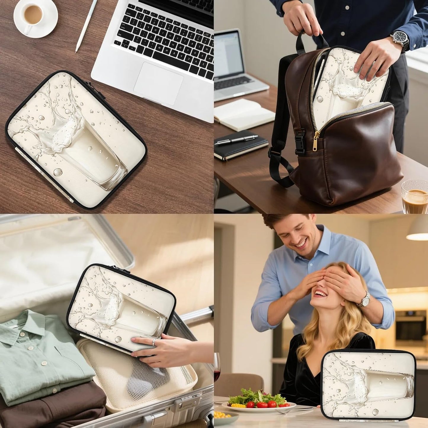 Milk Drinks Cord Organizer Travel Pouch Tech Electronic Accessories Case Funny Cable Storage Bag for Charger, SD Card