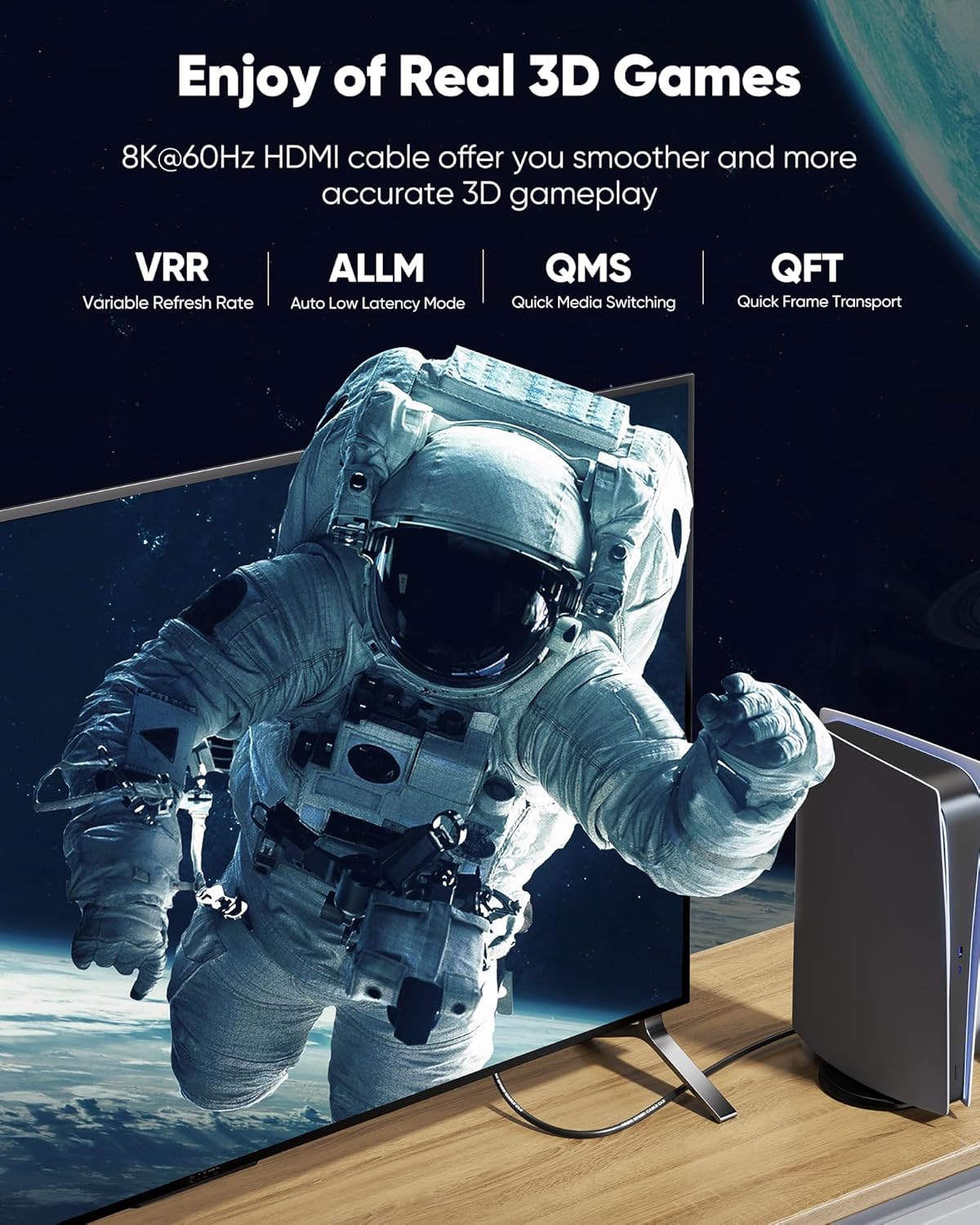 10K 8K 5FT, 4K@120Hz 144Hz 2.1 48Gbps, Highwings HDMI Cable HDMI Cord Ultra High Speed Durable, Flexible, for Gaming