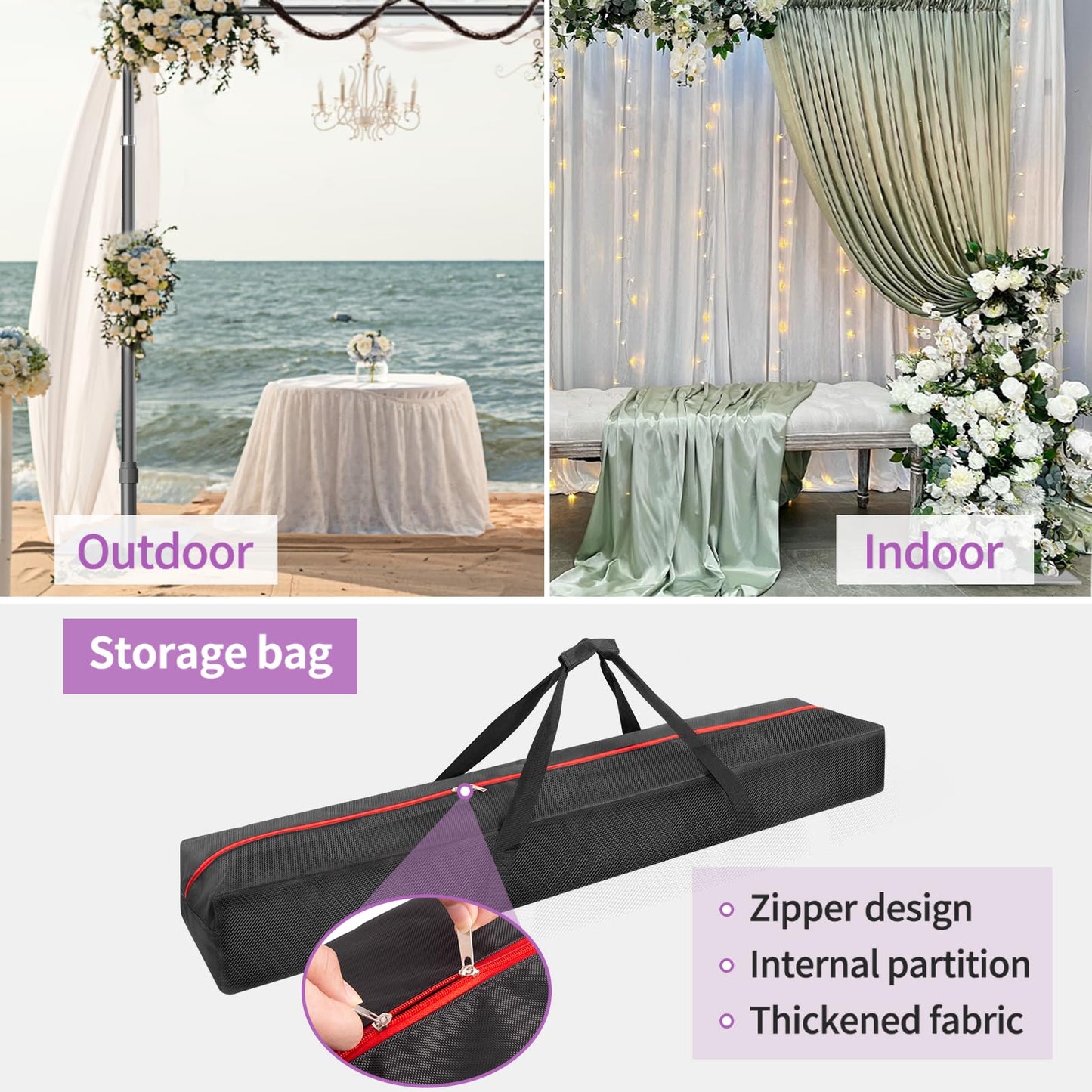 8.5x10ft Double Crossbar Pipe and Drape Stand Kit, Heavy Duty Backdrop Stand Adjustable, Sturdy Metal Back Drop Decoration Frame with Flat Base for Parties, Wedding,Trade Shows, Photo Shoot - Black