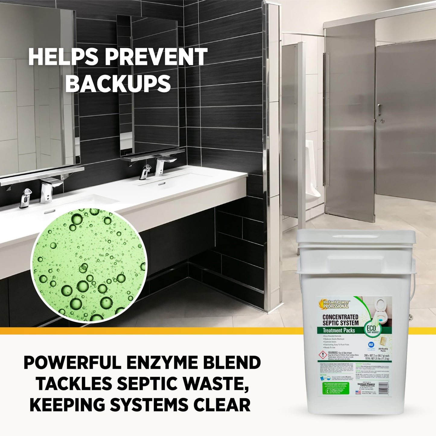 Instant Power Septic System Treatment Dissolving Pacs - Septic Tank Treatment Packets, Drain Cleaner Liquid Clog Remover for Septic System, Drain Defense for RVs - Includes 200 Pacs