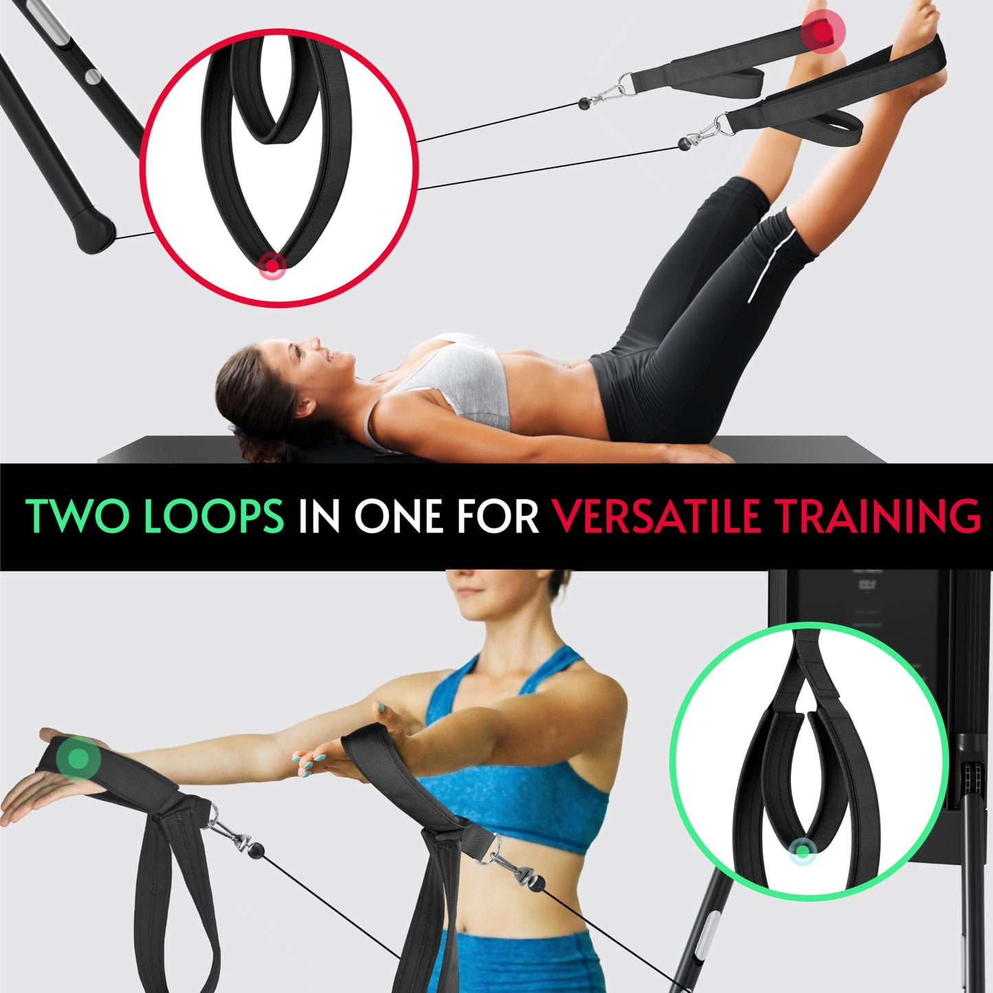 Crostice Pilates Loops Compatible with Tonal Machine, Pilates Equipment Soft Straps for Smart Home Gym, Double Loop Straps for Yoga Exercises, Enhanced Grip and Thickness, Stability