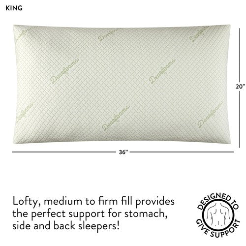 Dearfoams Bed Pillows - Standard/Queen Size - Set of 2 - 85% Polyester and 15% Rayon Bamboo Bed Pillow with Soft Knit Cover for Back, Side and Stomach Sleepers