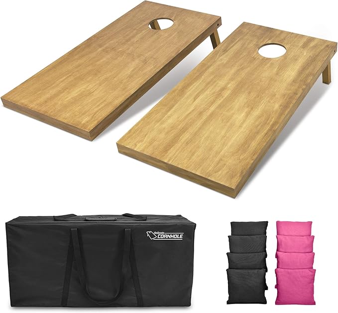 GoSports 4 ft x 2 ft Regulation Size Wooden Cornhole Boards Set - Includes Carrying Case - Full Regulation Size Bean Bag Toss Boards