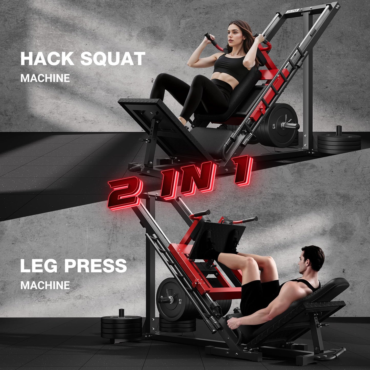 JELENS Leg Press Hack Squat Machine, Leg Machine for Home Gym with Linear Bearing, L11 Professional Adjustable Leg Exercise Machine, Lower Body Workout (Red, Classical)
