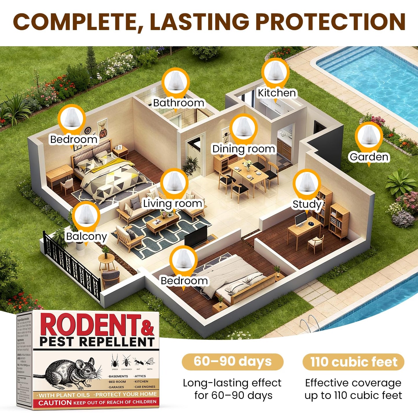 Rodent Repellent Indoor 36 Balls – Natural Peppermint Mouse Repellent, Moth Balls for Outdoor Use, Rodent Repellent Indoor for Home, Garage, Car & RV