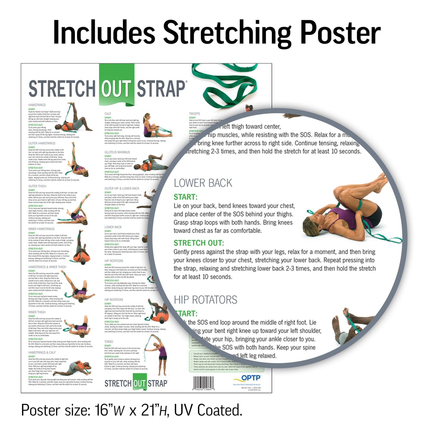 The Original Stretch Out Strap with Exercise Poster – Made in the USA by OPTP – Stretching Strap and Yoga Strap for Stretching, Physical Therapy Exercise and Flexibility