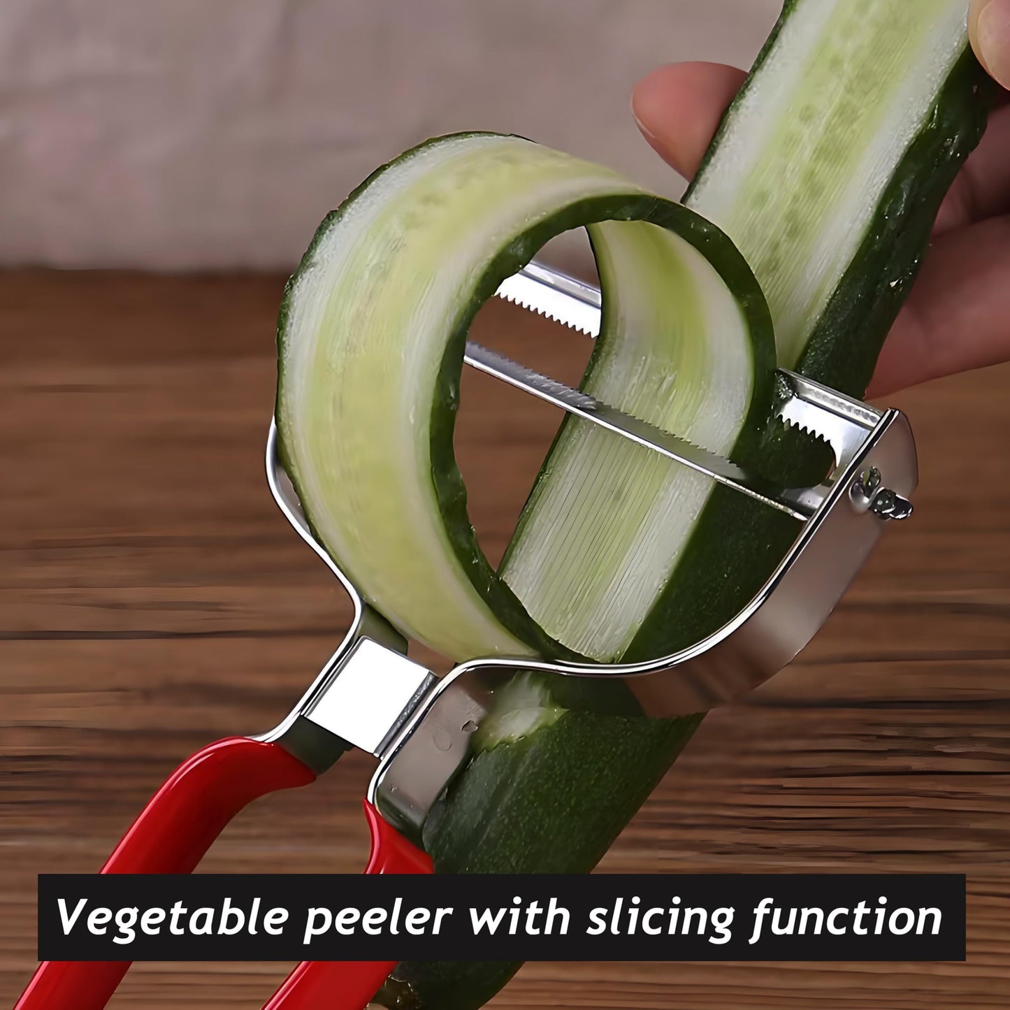 SoKalChw Larger Wide Mouth Kitchen Vegetable Peelers Cabbage Peeler (Serrated Y- Peeler) (Red)