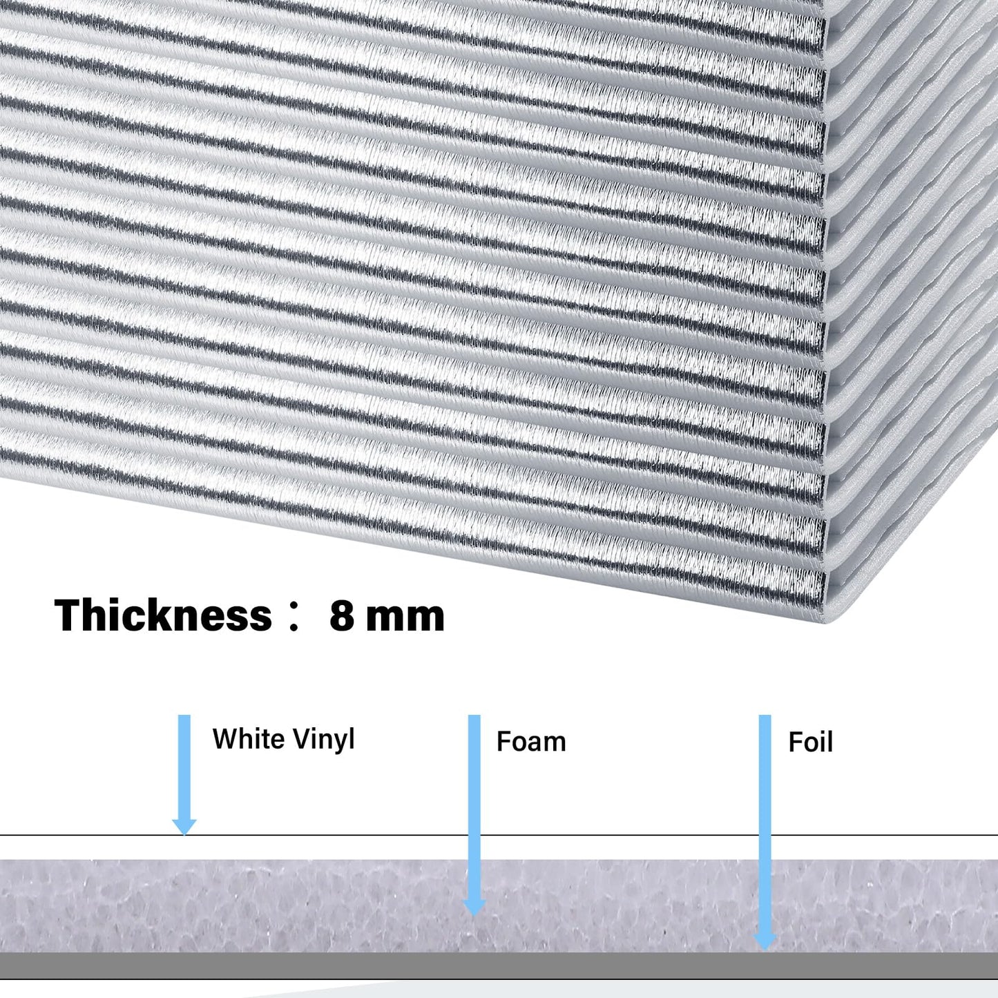 Frienda Garage Door Insulation Set 24 x 48 Inch White Foam Core Insulation Panels Reflective Aluminum Radiant Barrier Thermal Shield with Adhesive Tape for Greenhouse Attics Walls(16 Pcs)