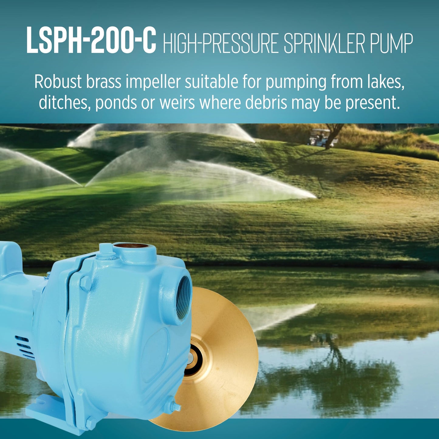 Little Giant LSPH-200-C 2 HP, 230 Volts, 84 GPM, 57 PSI High Pressure Sprinkler/Irrigation Pump, Blue, 558298