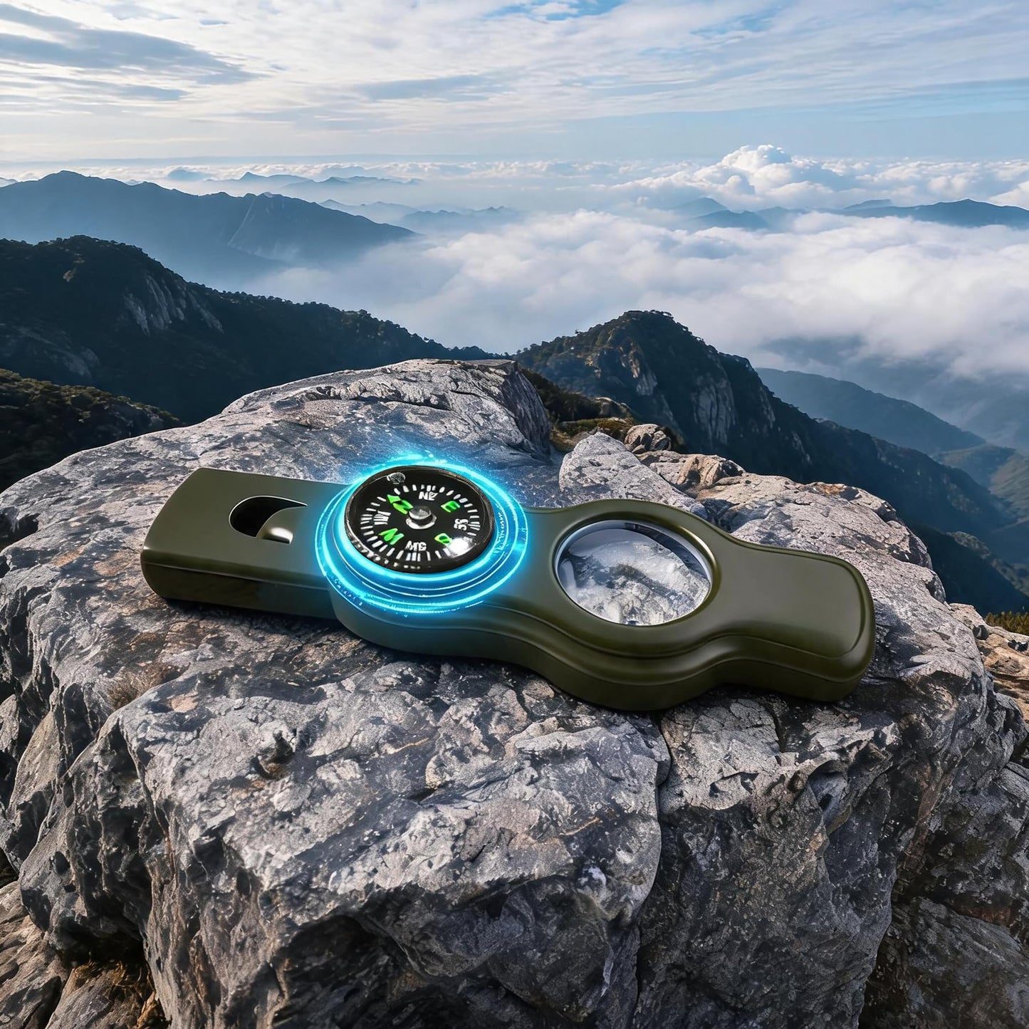 Emergency Survival Safety Whistle，Whistle for Kids with Lanyard,Compass,Thermometer,Ideal for Kayaking, Boating, Hiking, Camping, Climbing(Green)