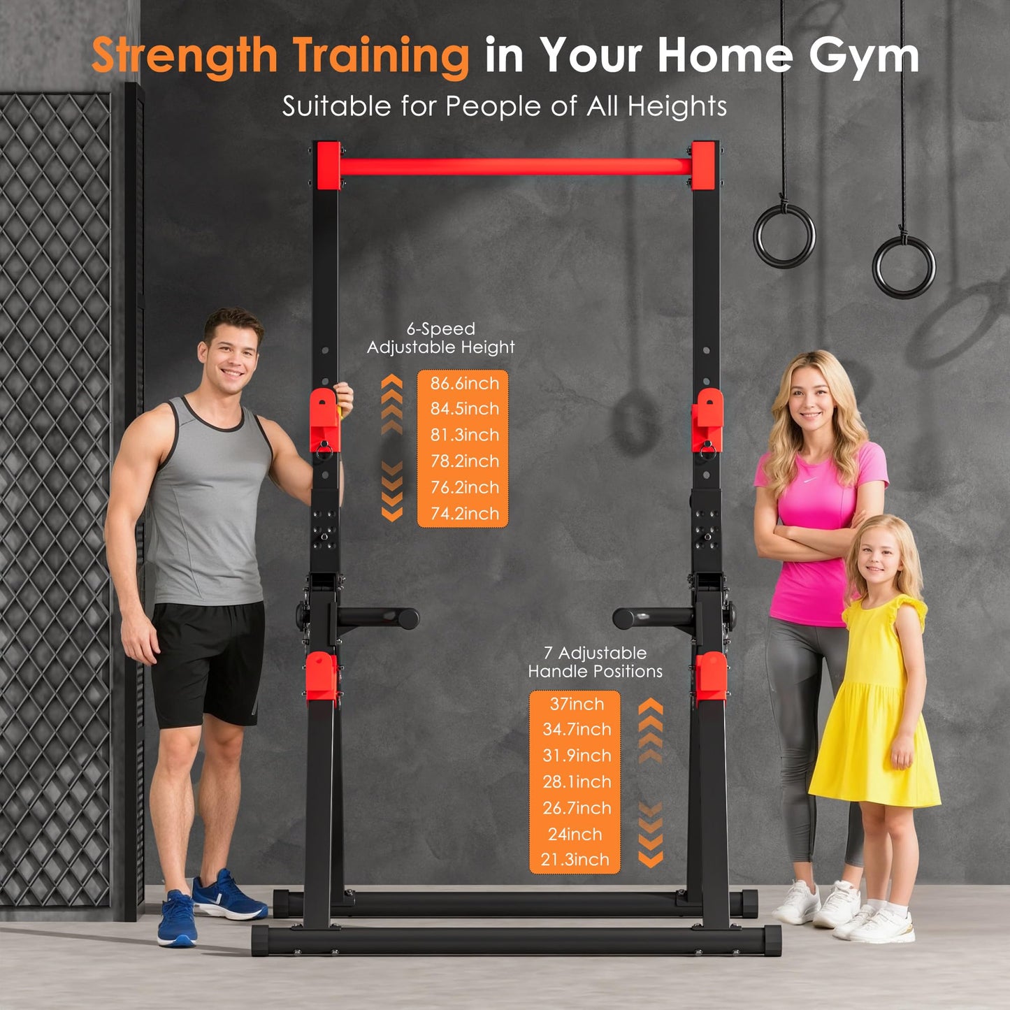SogesPower Power Tower Pull Up Bar Station, Foldable Pull Up Dip Station Free Standing for Home Gym,Adjustable Pull Up Bar Stand Dip Bar Strength Training Workout Equipment,Triangular Design,Red