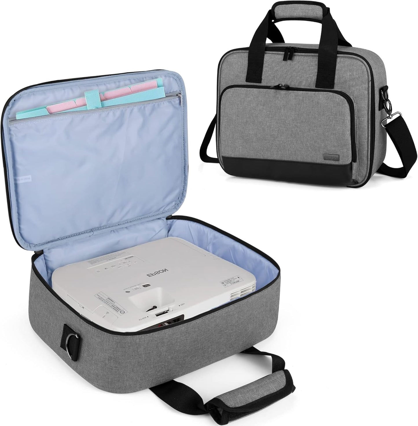 Medium(13.75 10.5 4.5 Inches), LUXJA Projector Case, Projector Bag with Accessories Storage Pockets (Compatible