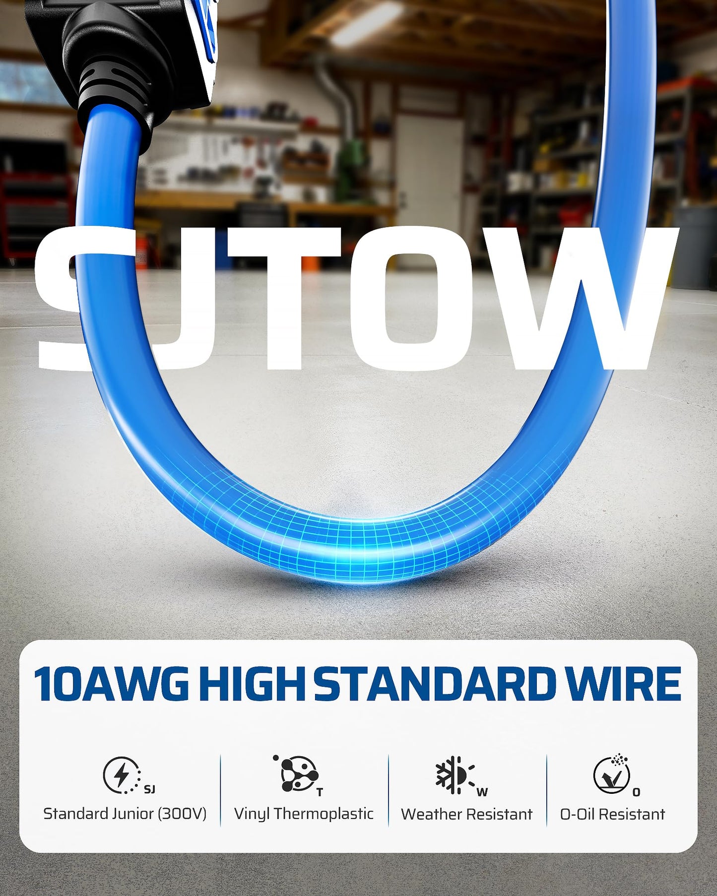 DEWENWILS 20 Amp Retractable Extension Cord Reel, 40FT 10AWG SJTOW Heavy Duty Extension Cord, Auto-Rewind No-Tangle, Circuit Breaker, 4 Outlets for Garage Shop, 2500W, Blue