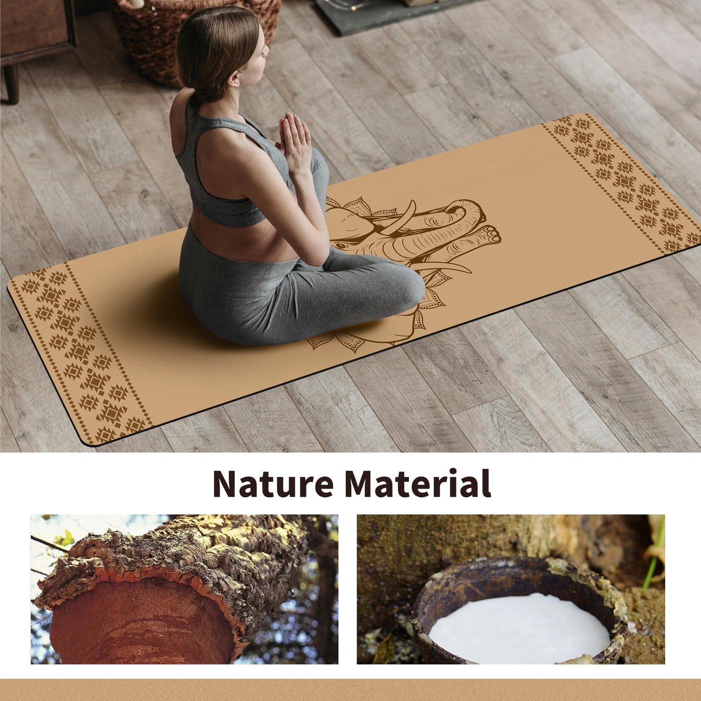 IKULE Premium Cork Yoga Mat Non Slip Thick Cork Exercise & Fitness Mat for Yoga, Pilates, & Home Workouts(72" x 24" x 5mm Thick)