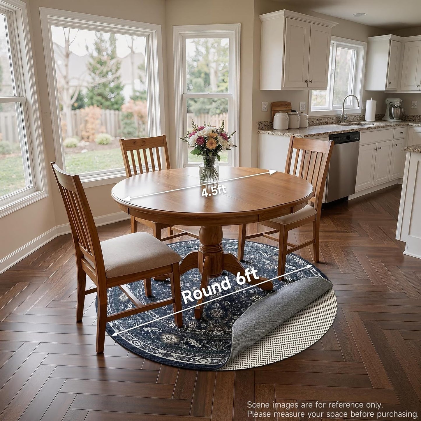 Veken Round Rug Pad Gripper - 6 Ft Non-Slip Circle Mat for Hardwood & Tile Floors