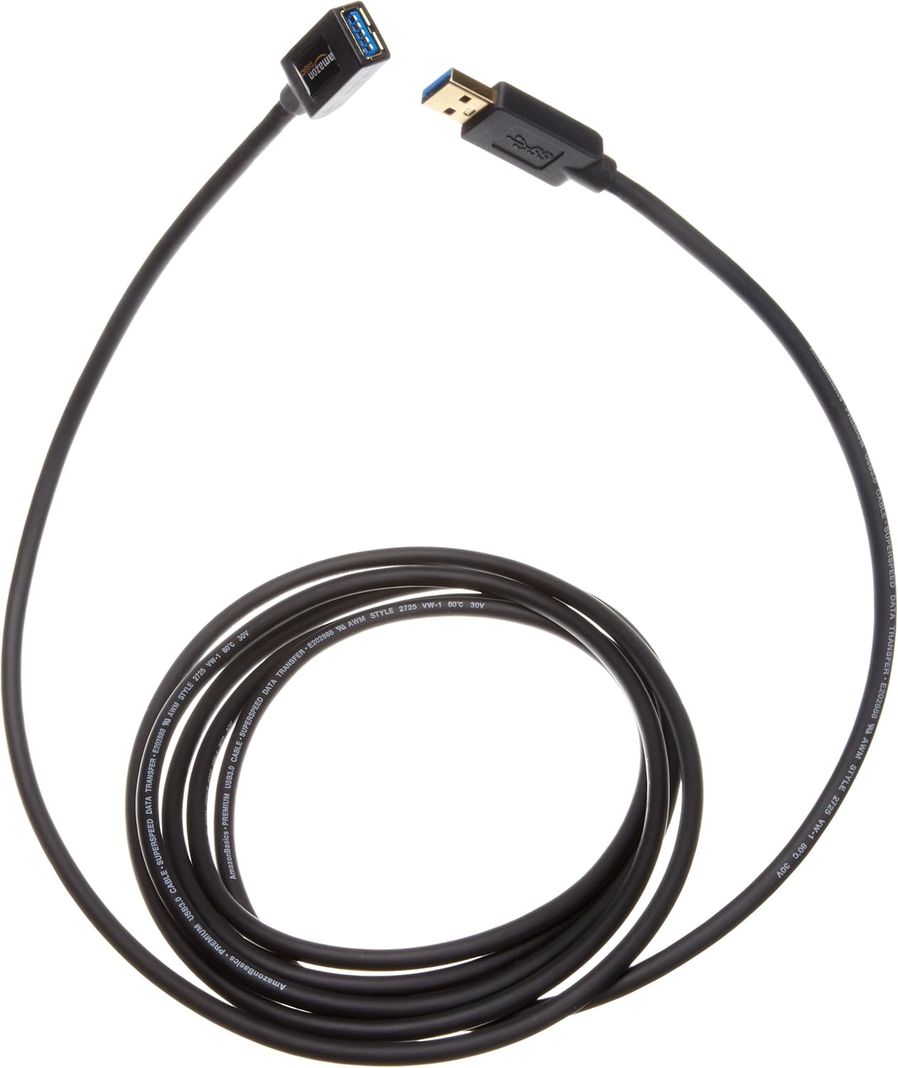 3.0 9.8-Foot 4.8Gbps, 3 Amazon Basics USB Extension Cable, High-Speed Data Transfer, Male to Female, Gold-Plated