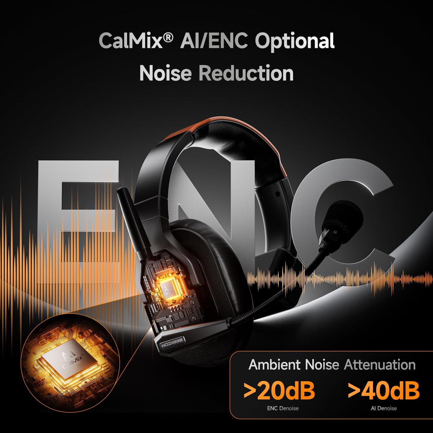 COMICA Seekcom S1 Wireless Intercom Headset System, 2.4GHz Full-Duplex 2-Person Communication Headset with AI/ENC Noise Reduction, 500m/1640ft, PTT Mute, OLED Display for Film, TV, Broadcast, Live