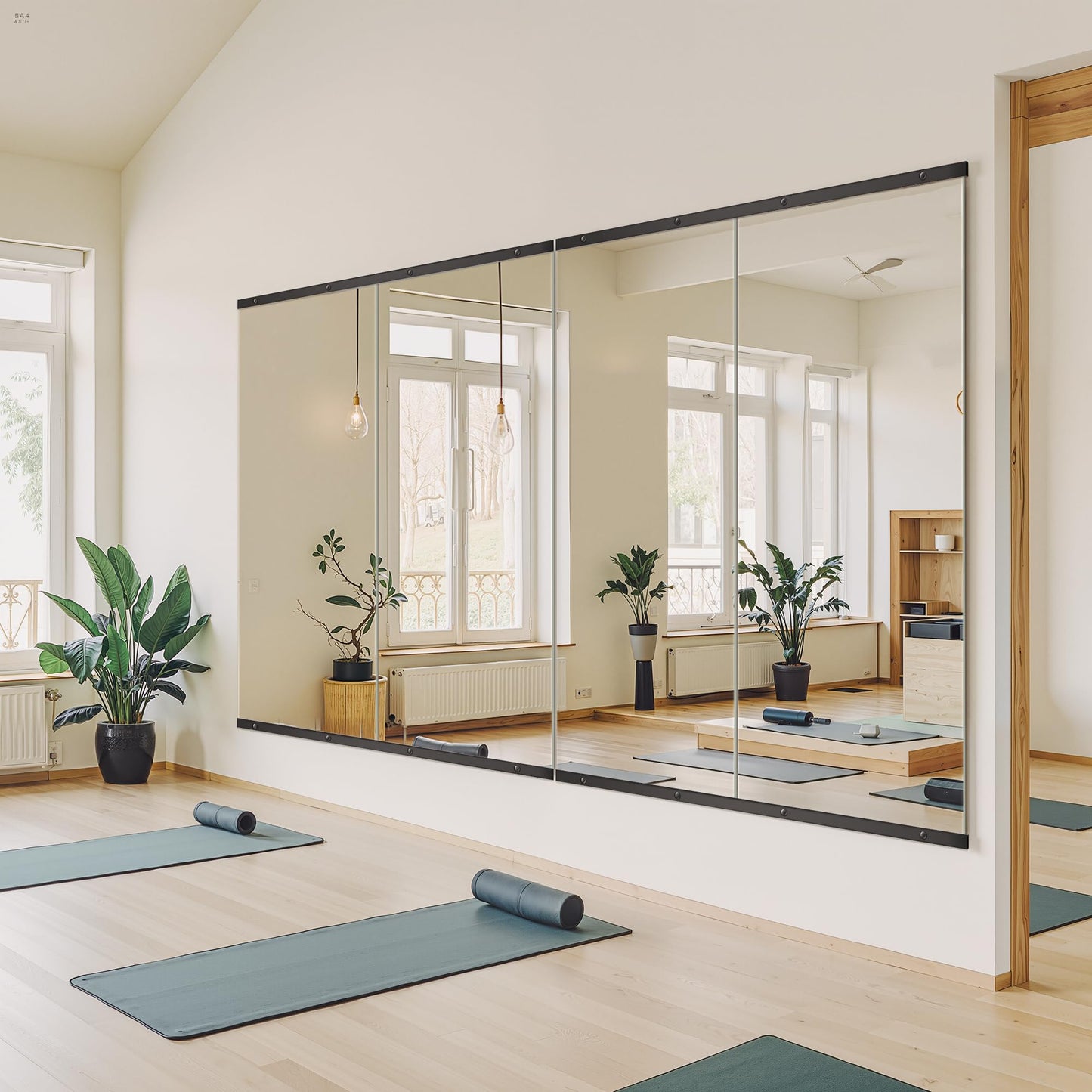 TRAHOME Home Gym Mirror for Wall,56x28x2PCS Full Length,Glass Frameless Body Large Mirror for Home Gym,Workout,Bedroom,Garage(Black)