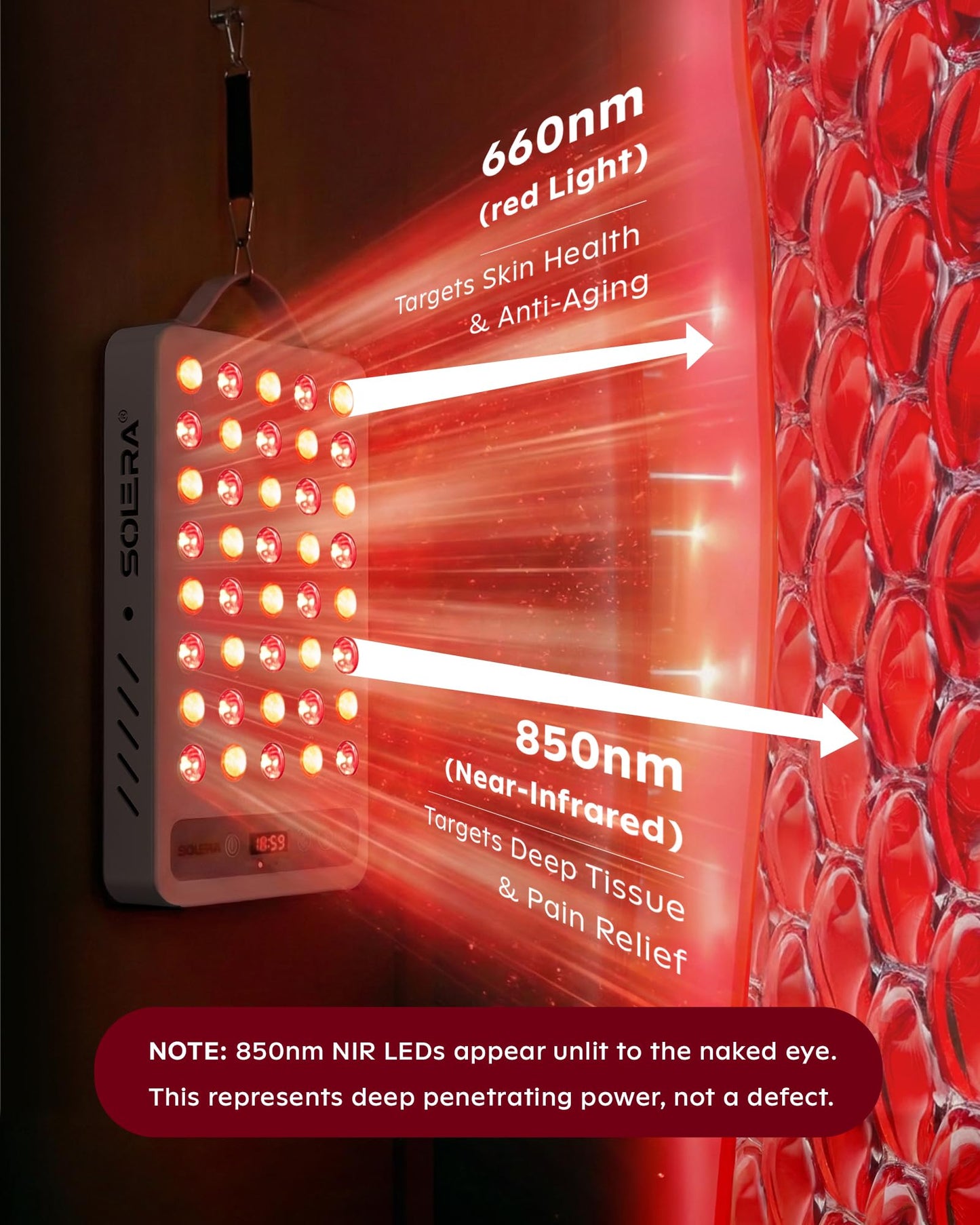 SOLRA SR40 Red Light Therapy Panel with Magnetic Mount & Floor Stand, 660nm 850nm Near Infrared LED Light Lamp for Face & Body, 200W Dual Chip, Adjustable Height, Low EMF, Timer, Home Use